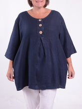 Lagenlook Linen Button Tunic - 12551, , Pure Plus Clothing, Lagenlook Clothing, Plus Size Fashion, Over 50 Fashion